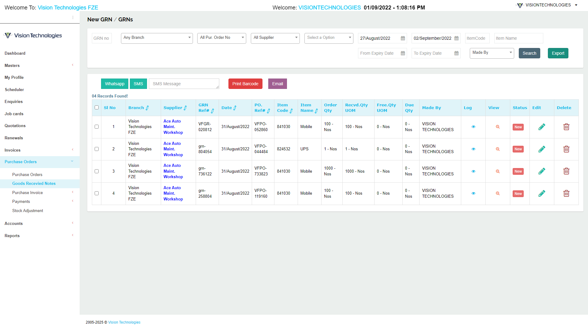 Dashboard Screenshot