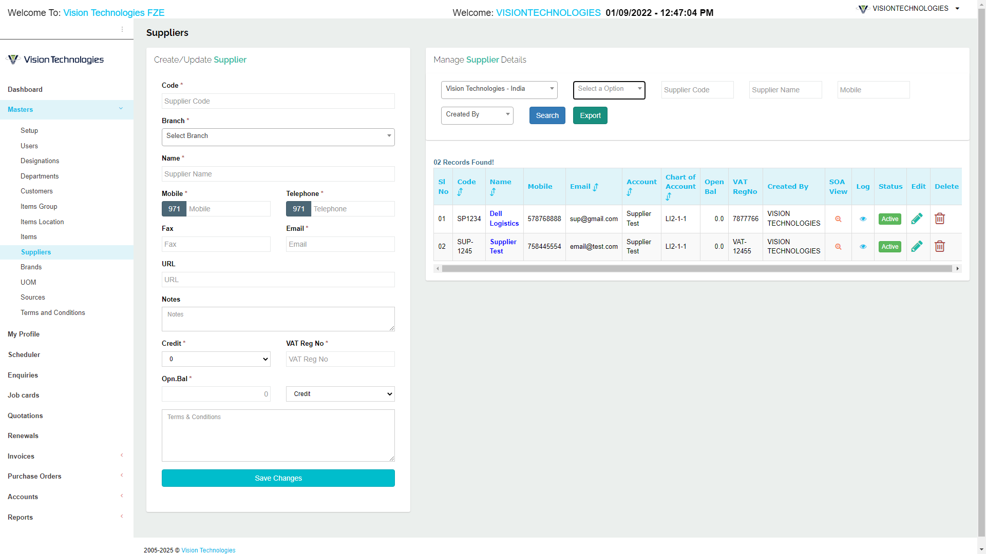 Dashboard Screenshot